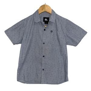 Quiksilver Kids' Boys' Youth Short Sleeve Button Up Shirt Blue Gray 7